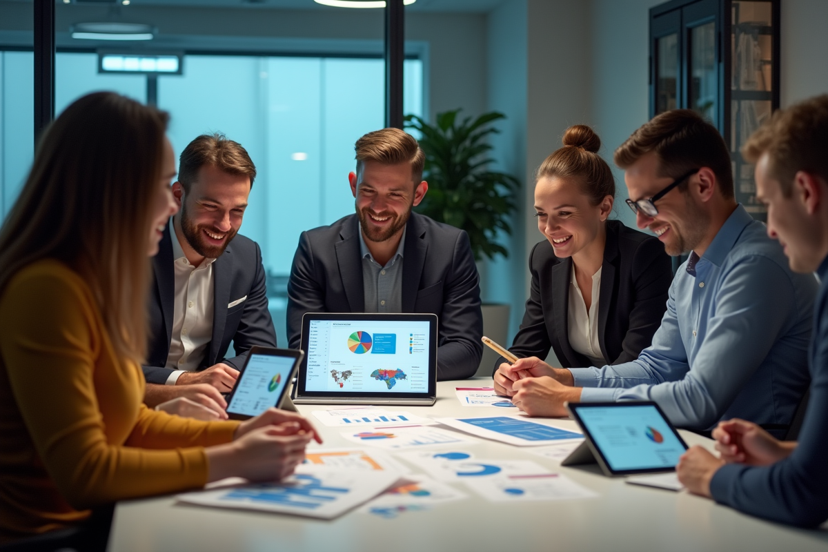 Equipe diverse collaborant autour d une table en réunion