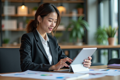Jeune femme professionnelle en réunion de planification