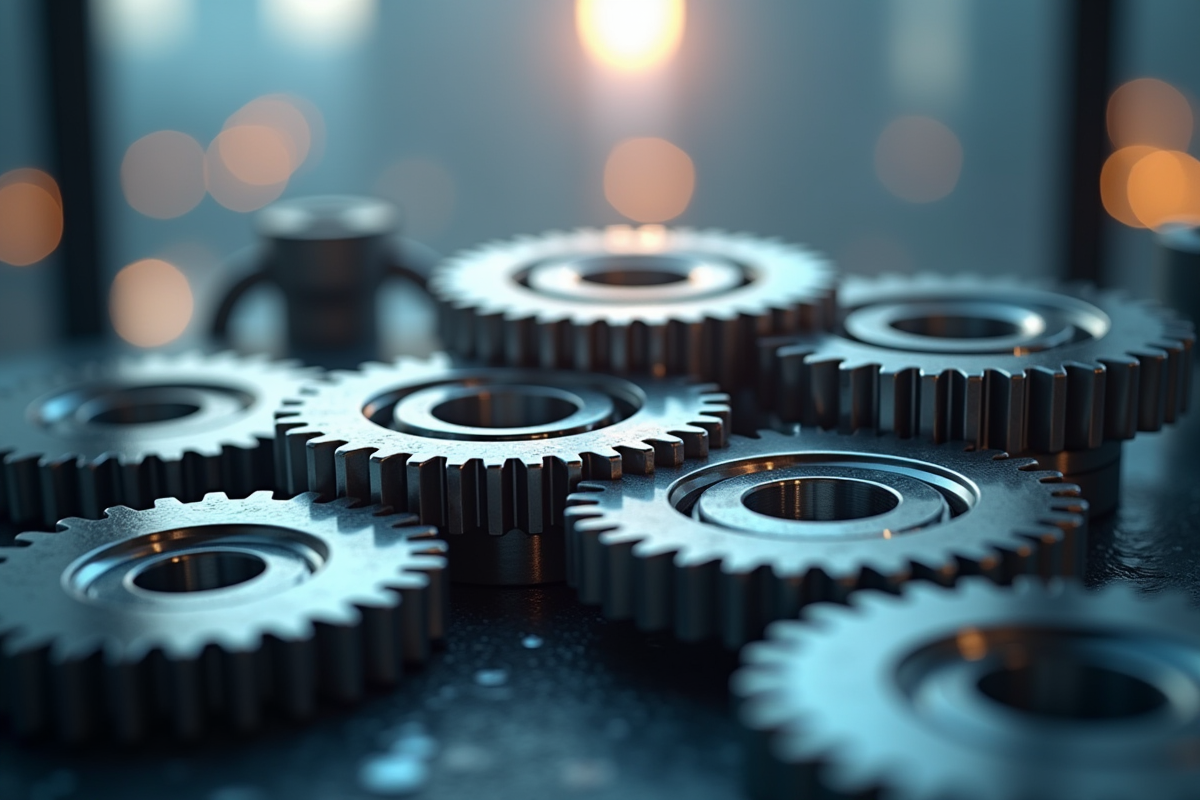 Gears en métal brillant symbolisant la collaboration et la synergie
